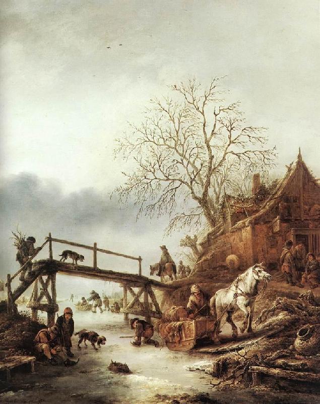 OSTADE, Isaack van A Winter Scene  ag Sweden oil painting art